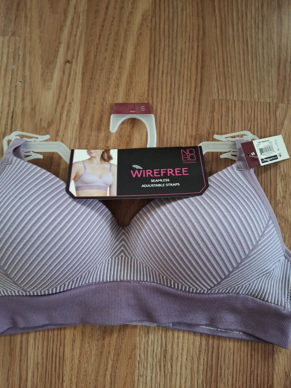 No Boundaries Purple Stripe Wirefree Seamless Bra Size S NWT